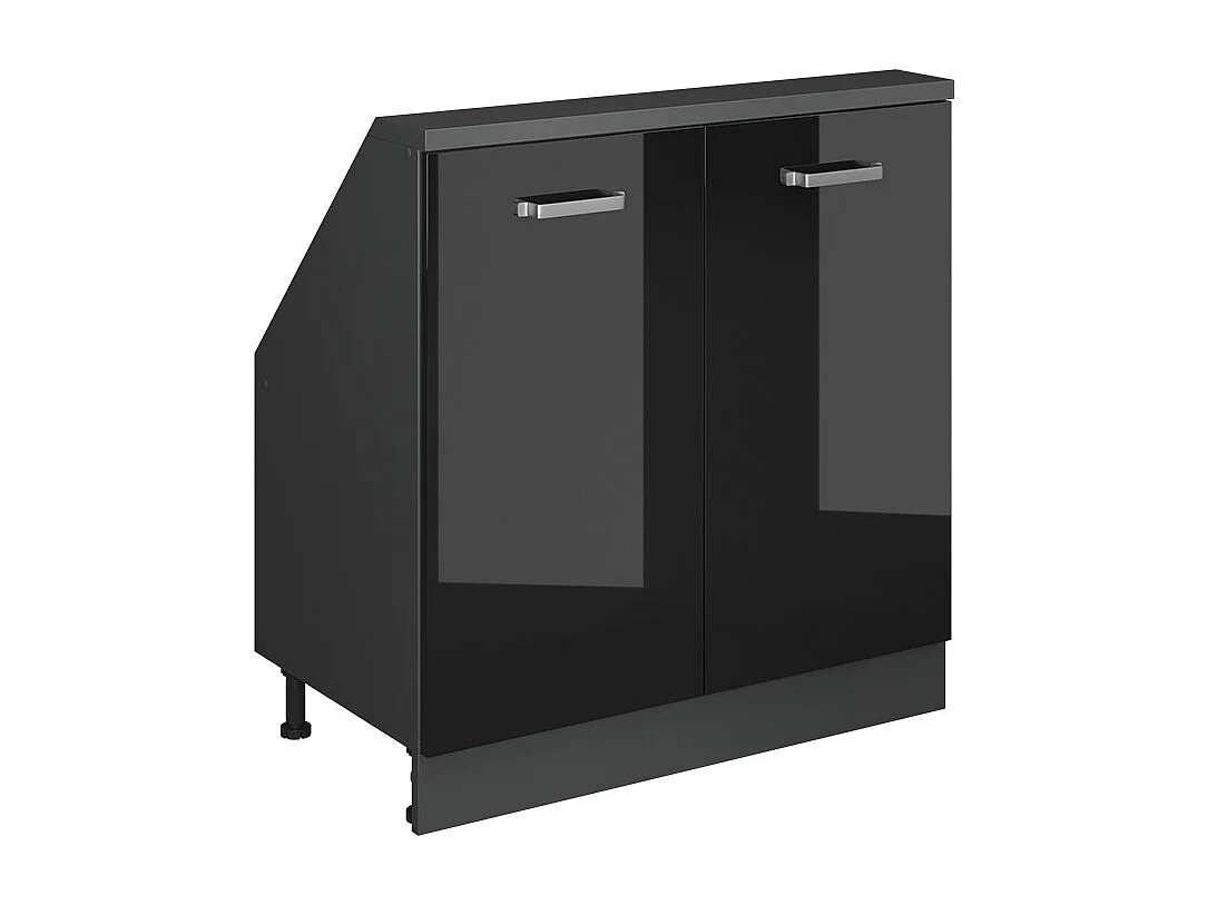 Armario de cocina para techo inclinado negro brillo intenso 80x46x81.6 r-line
