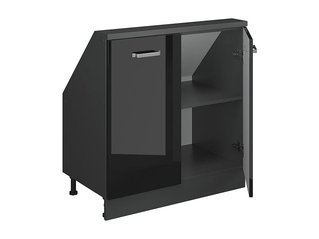 Armario de cocina para techo inclinado negro brillo intenso 80x46x81.6 r-line