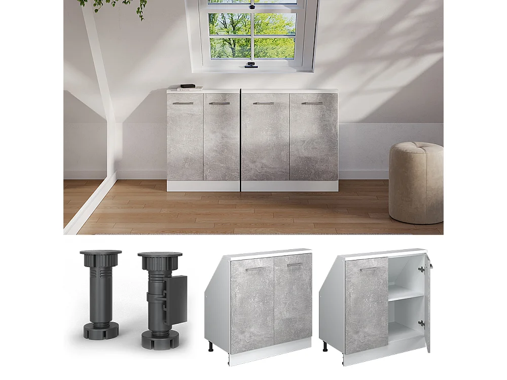 Meuble sous pente béton 80x46x81.6 r-line