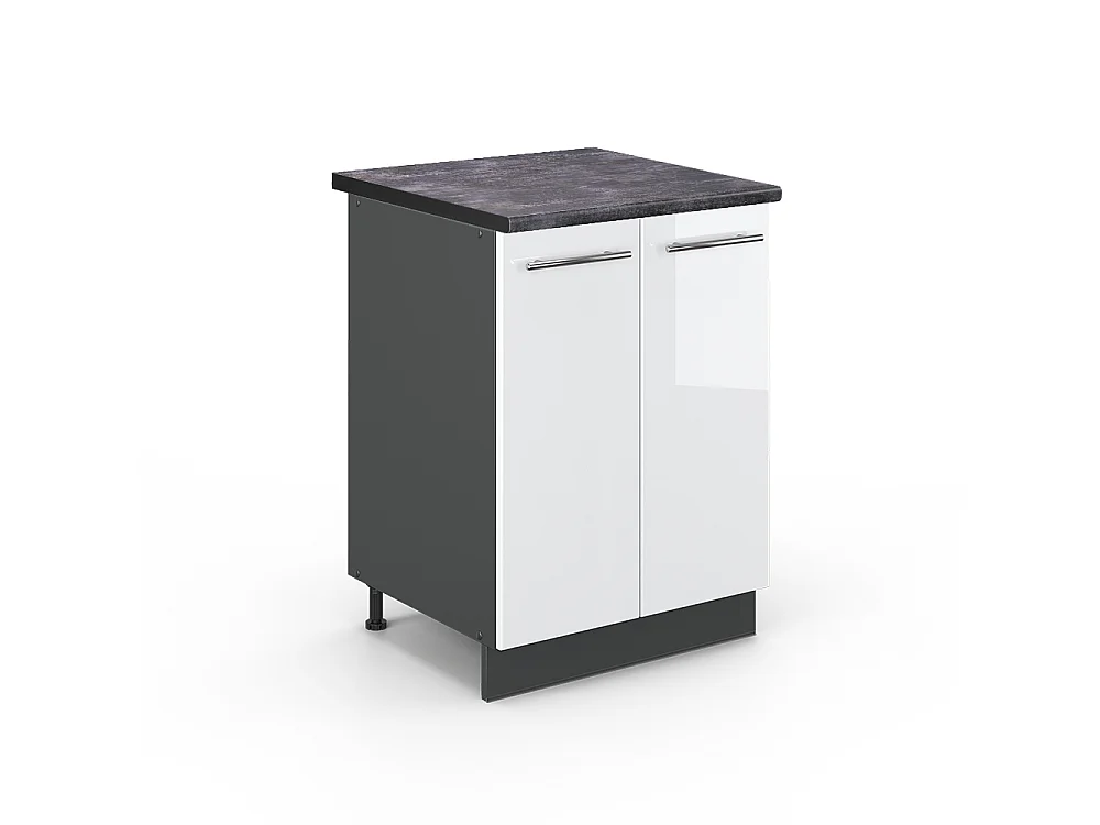 Meuble bas de cuisine blanc haute brillance 60x60x82 fame-line