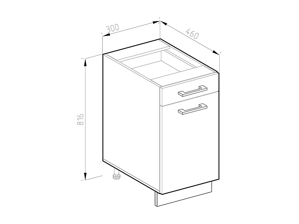 Mueble bajo de cocina roble dorado 30x46x81.6 r-line
