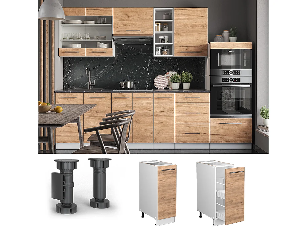 Meuble de cuisine chêne de force doré 30x60x82 fame-line
