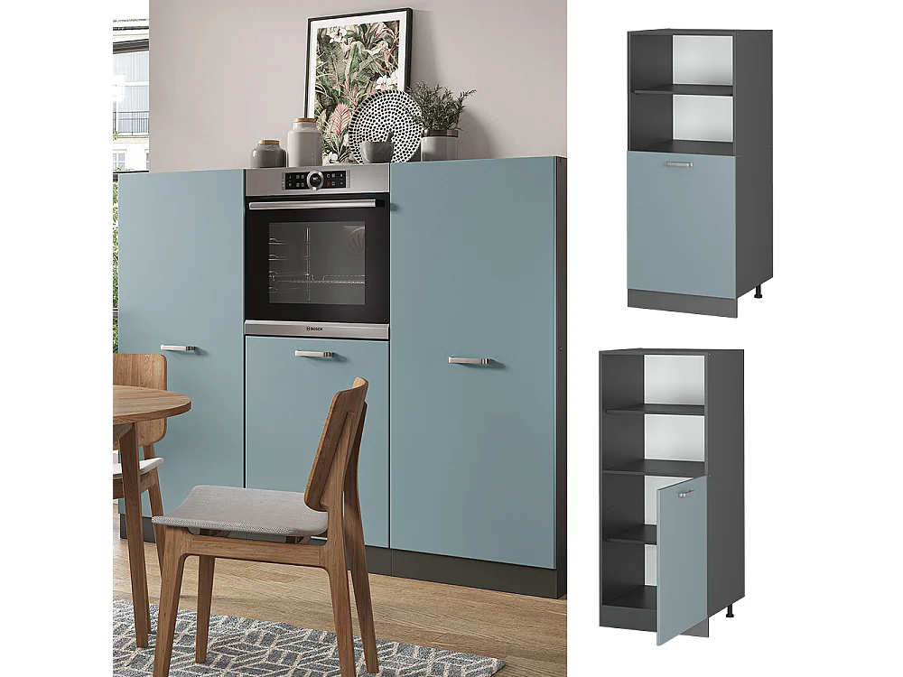 Meuble pour four bleu-gris 60x57x143 r-line