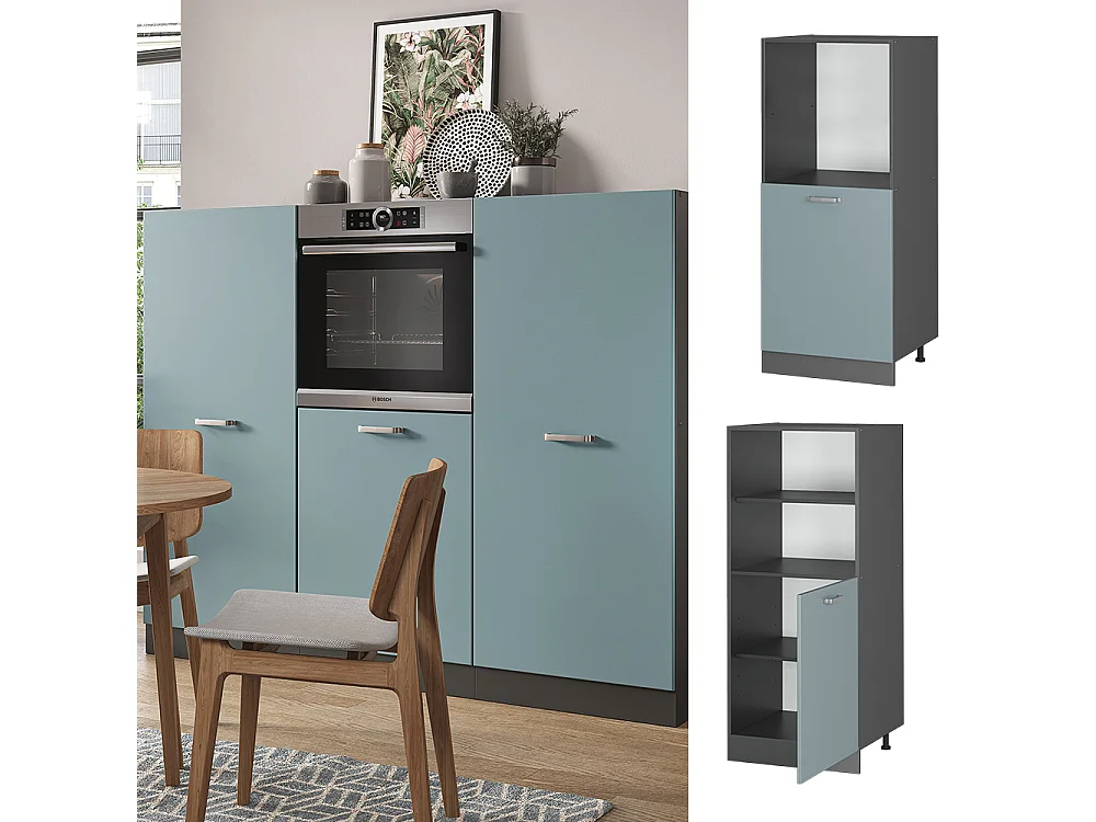 Meuble pour four bleu-gris 60x57x143 r-line