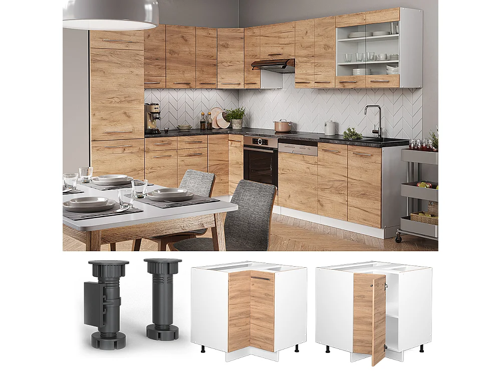 Eckunterschrank goldkraft eiche 80.5x60x82 fame-line