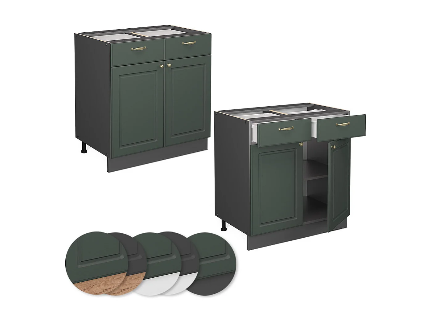 Meuble cuisine vert or campagne 80x60x82 fame-line