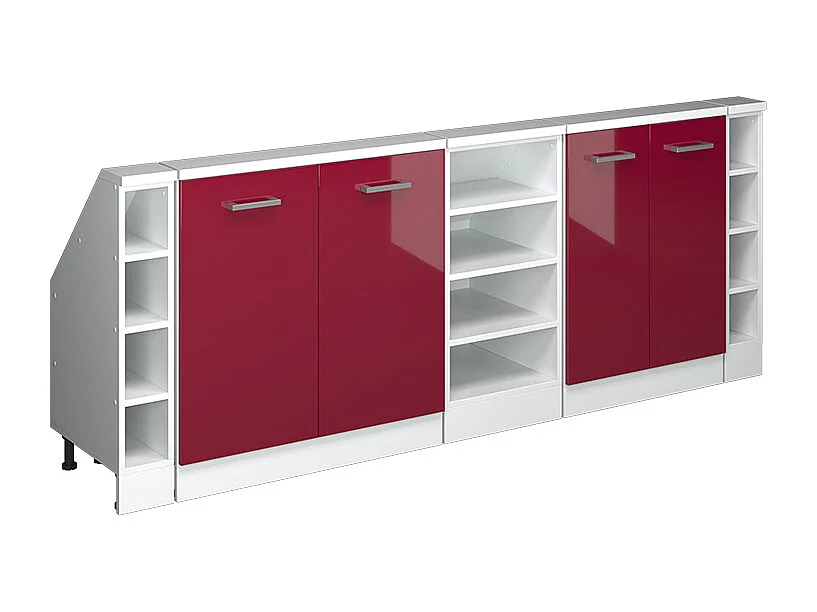 Meuble sous pente rouge brillant/blanc 210x46x81.6 r-line
