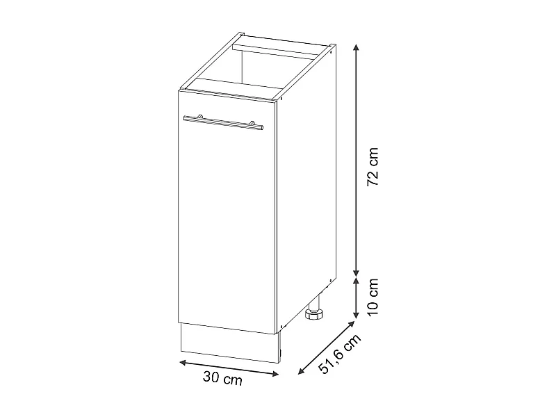 Meuble de cuisine rouge bordeaux haute brillance 30x51.6x82 fame-line