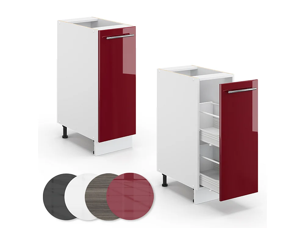 Meuble de cuisine rouge bordeaux haute brillance 30x51.6x82 fame-line
