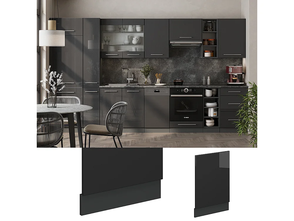 Painel frontal antracite alto brilho 45x1.6x67.4 fame-line