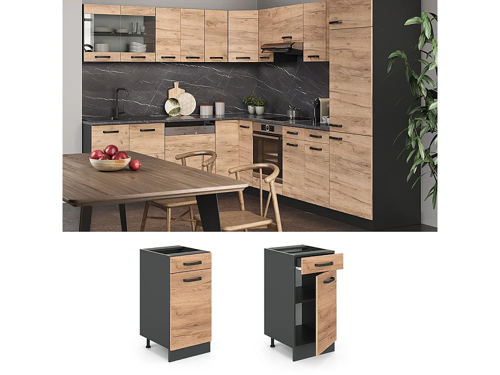 Mobiletto base per cucina quercia dorata 40x60x81.6 r-line