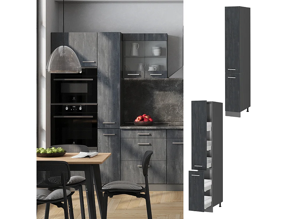 Meuble haute de cuisine béton noir 30x57.2x206.8 r-line