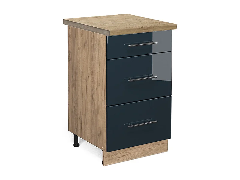 Mueble bajo de cocina azul oscuro alto brillo 50x60x82 fame-line