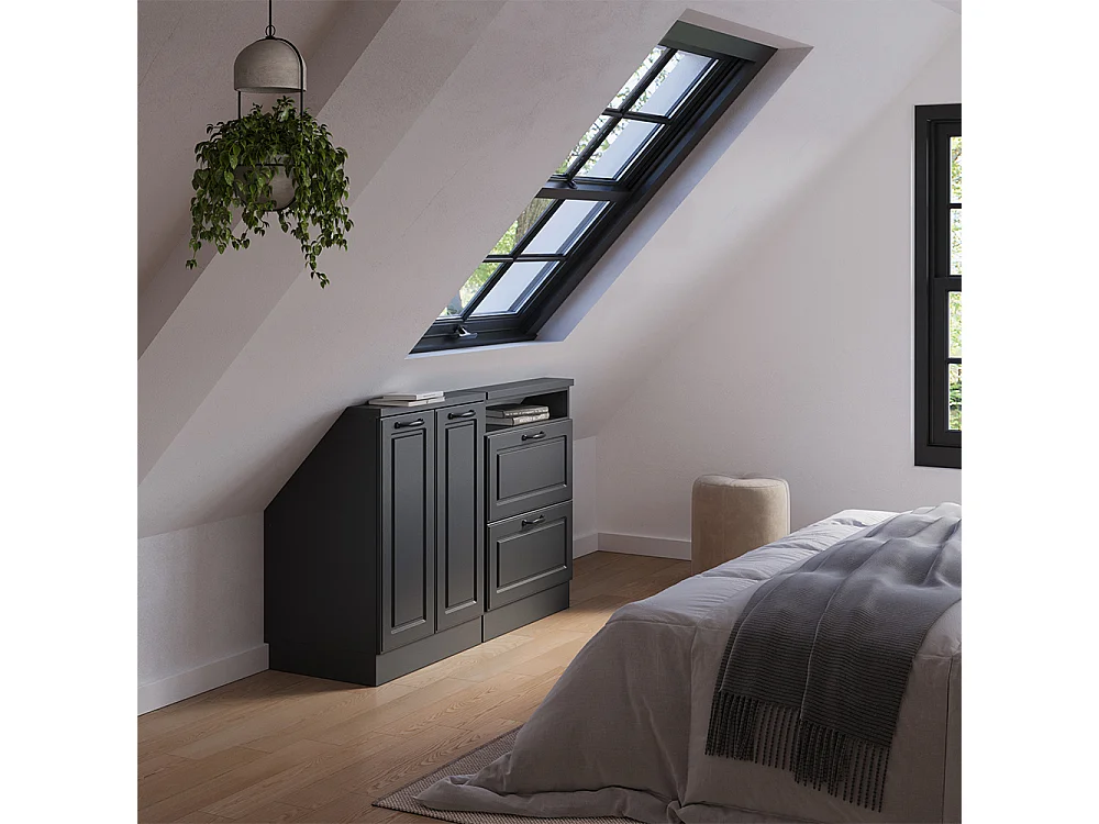 Meuble sous pente anthracite campagne 120x46x81.6 r-line