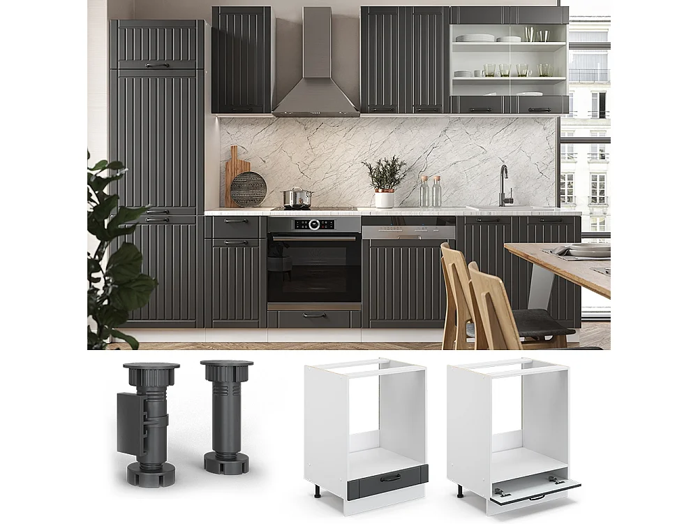 Oven housing cabinet anthracite country house 60x51.6x82 fame-line