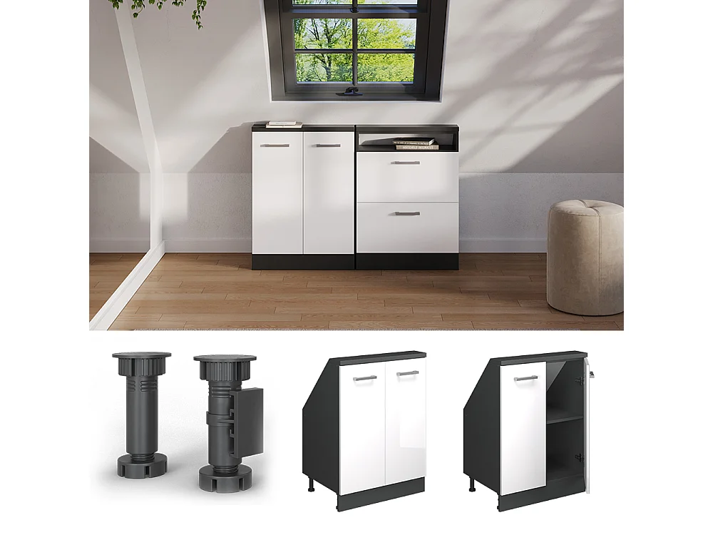 Mobile cucina sottotetto bianco lucido 60x46x81.6 r-line