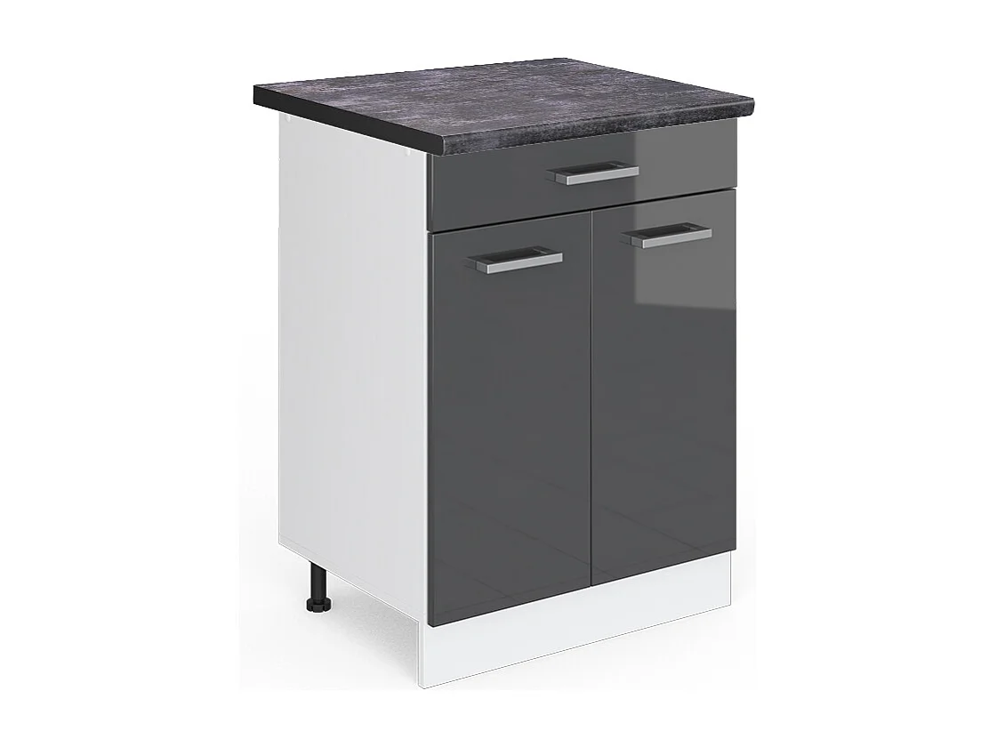 Armário baixo de cozinha antracite alto brilho 60x60x81.6 r-line