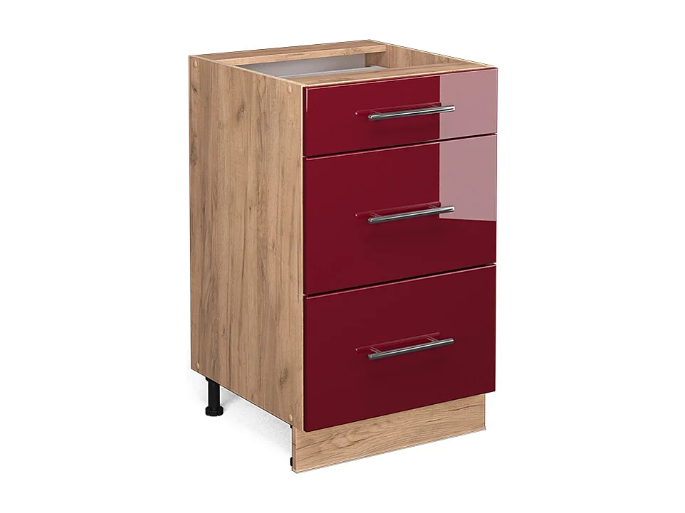 Meuble cuisine rouge bordeaux haute brillance 50x51.6x82 fame-line