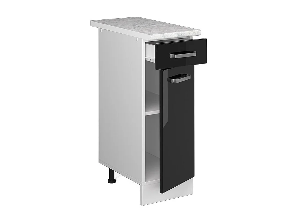 Meuble cuisine noir haute brillance 30x60x81.6 r-line