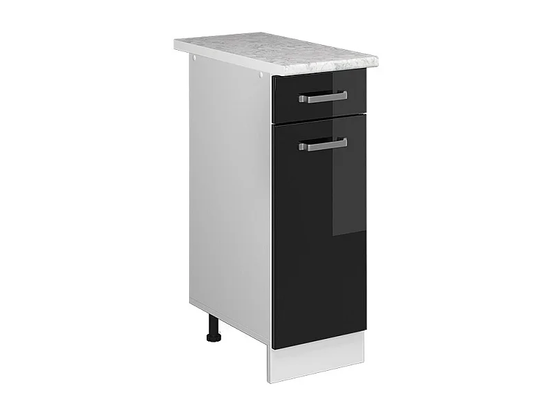 Meuble cuisine noir haute brillance 30x60x81.6 r-line