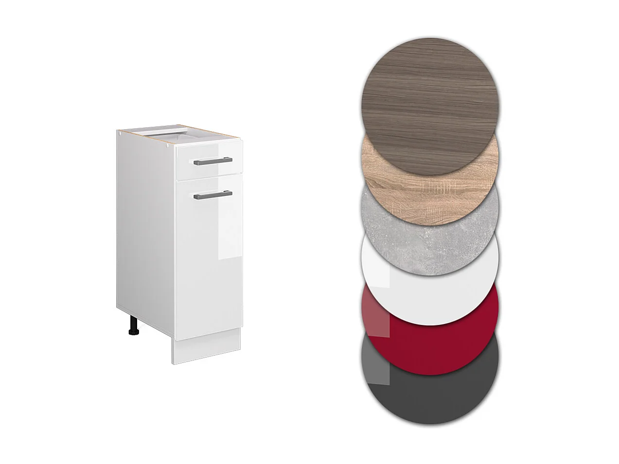 Meuble cuisine blanc haute brillance 30x46x81.6 r-line