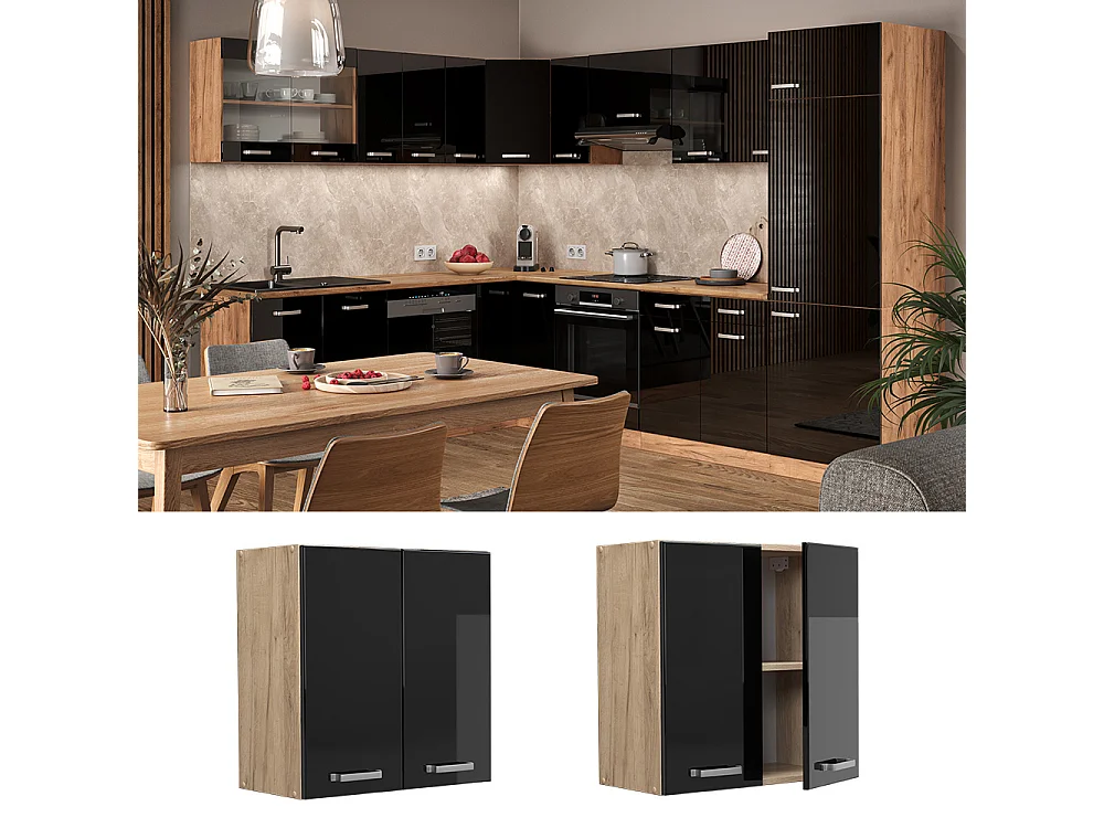 Armario colgante negro brillo intenso 60x31x60 r-line