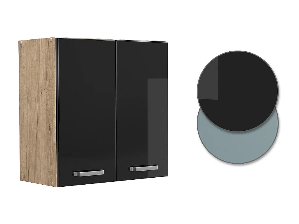 Elément haut de cuisine noir haute brillance 60x31x60 r-line