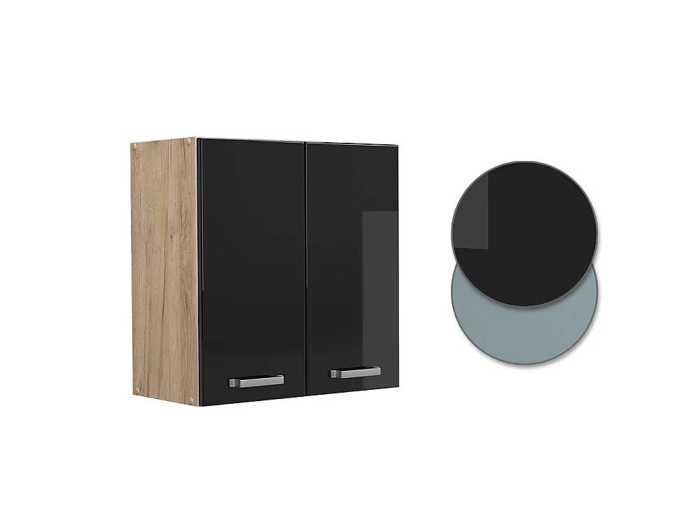 Elément haut de cuisine noir haute brillance 60x31x60 r-line