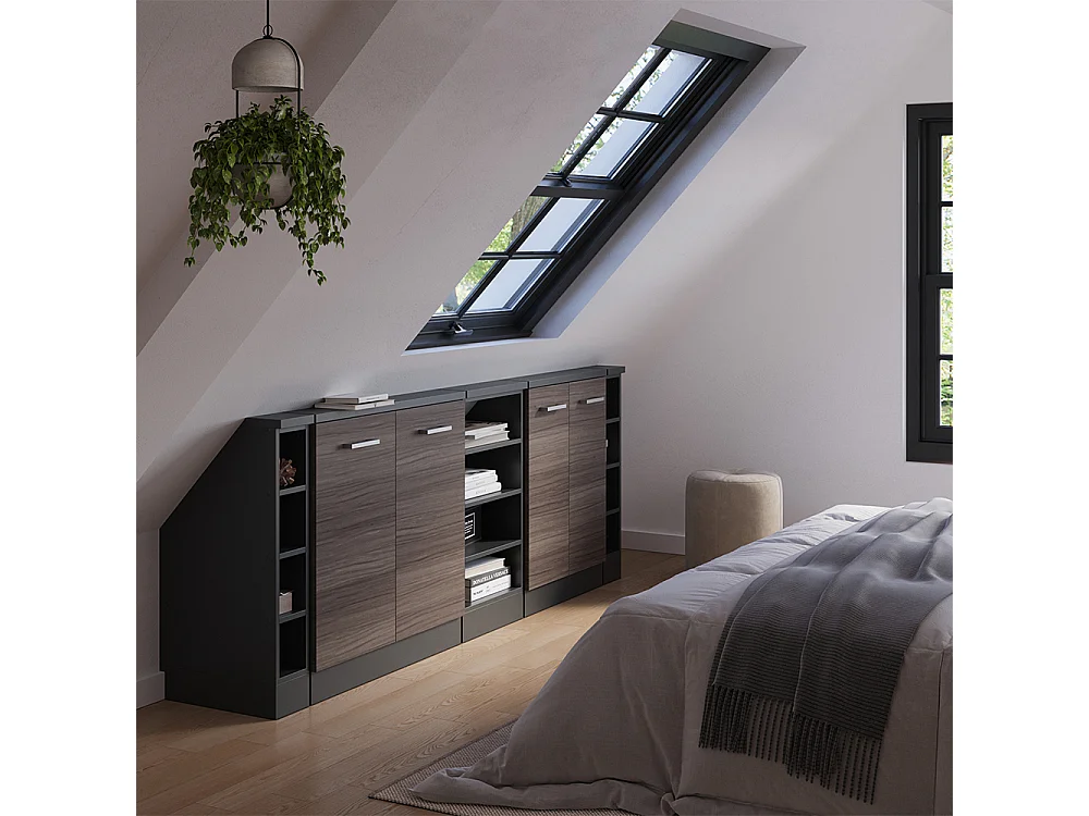 Meuble sous pente gris noble 215x46x81.6 r-line