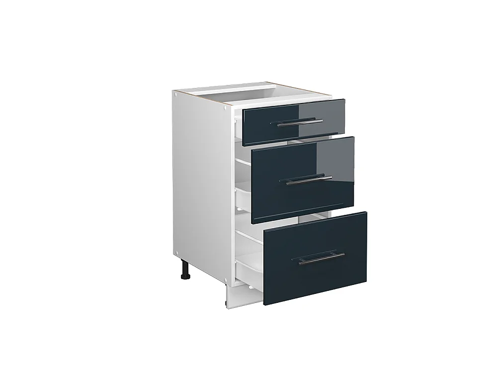 Kitchen base cabinet dark blue high gloss 50x51.6x82 fame-line