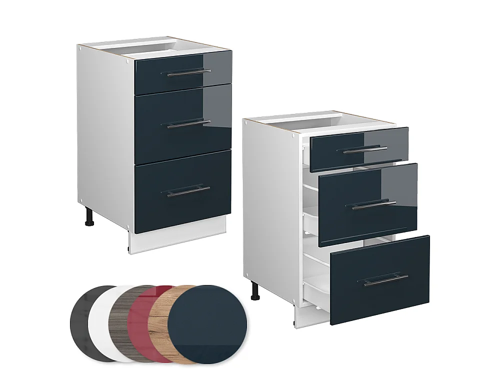 Kitchen base cabinet dark blue high gloss 50x51.6x82 fame-line