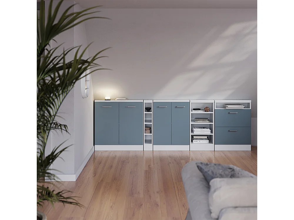 Küchenschrank für Dachschrägen blau-grau 60x46x81.6 r-line