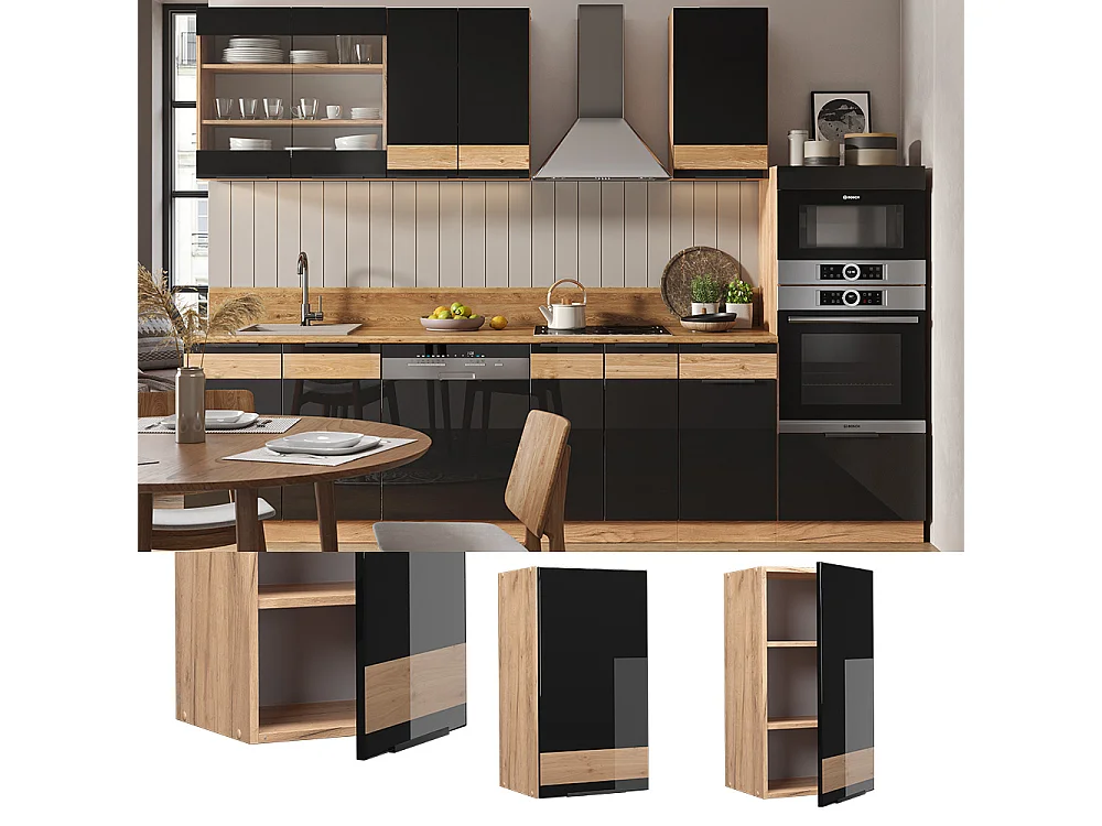 Armario colgante roble negro alto brillo 40x34.1x72 fame-line