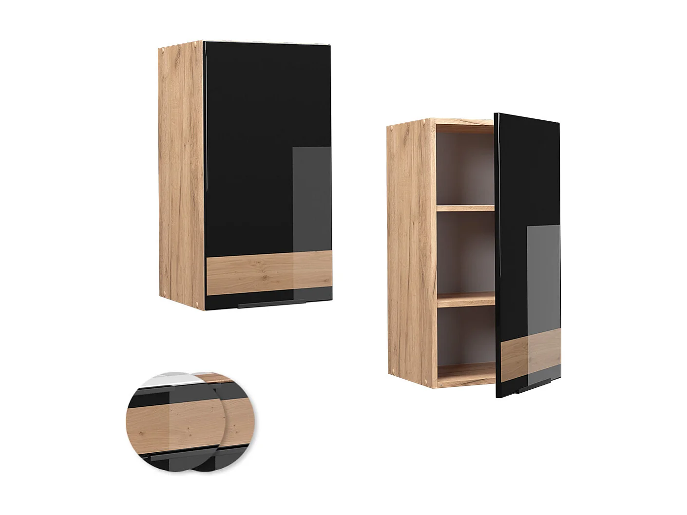 Armario colgante roble negro alto brillo 40x34.1x72 fame-line