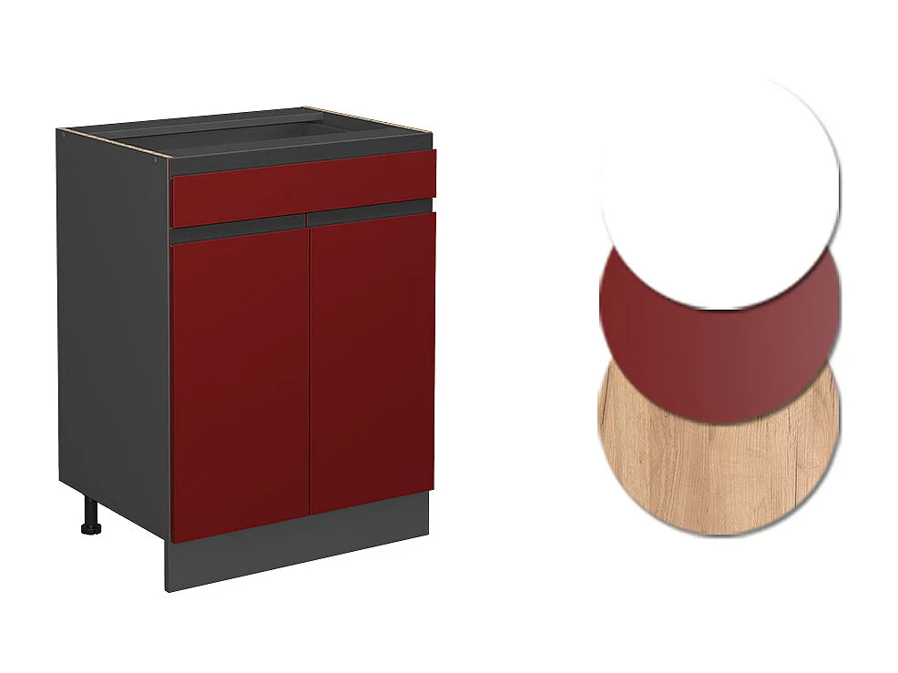 Mueble bajo de cocina rojo 60x46x81.6 r-line