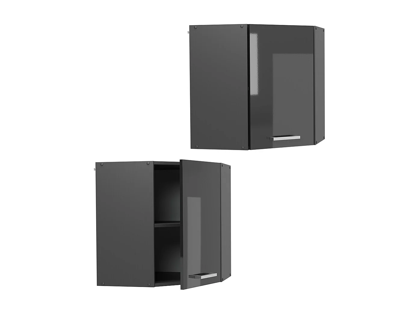 Armario colgante de esquina antracita alto brillo 57x34.1x60 r-line