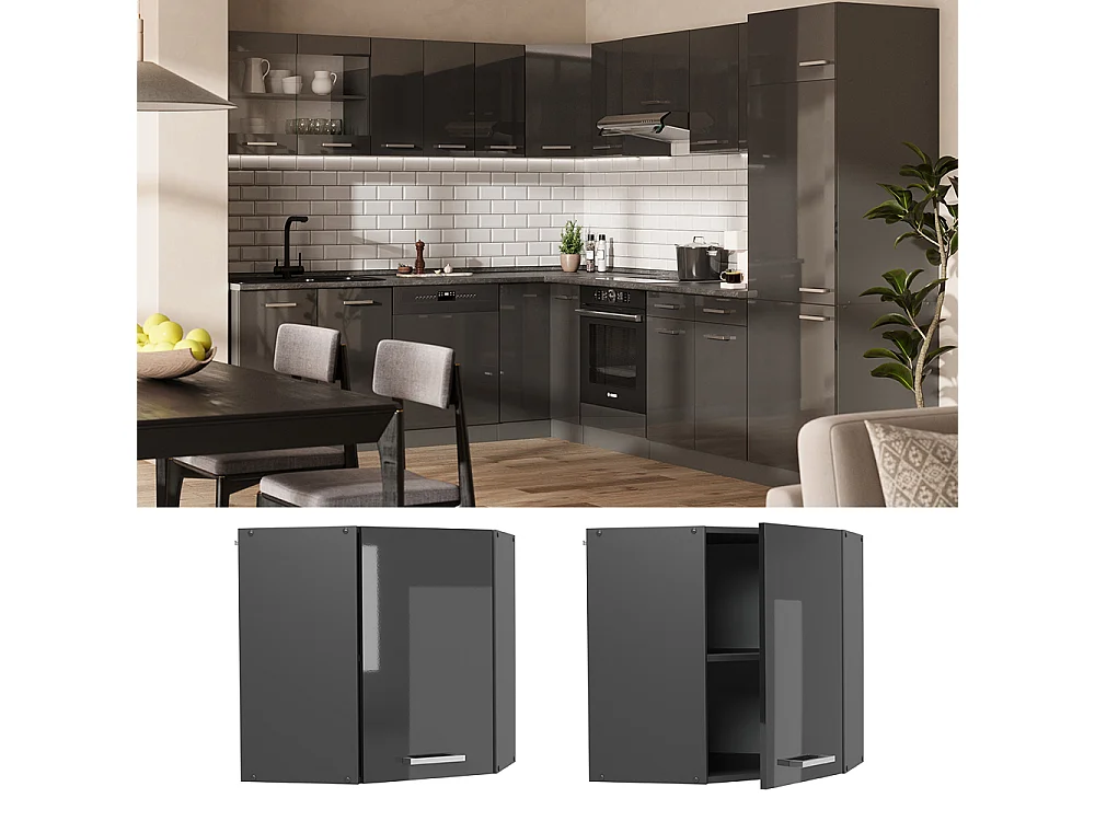 Elément haut de cuisine anthracite haute brillance 57x34.1x60 r-line