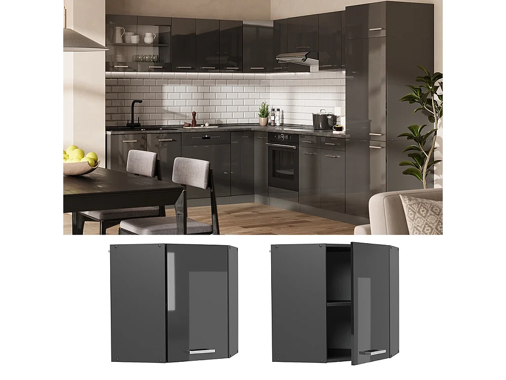 Elément haut de cuisine anthracite haute brillance 57x34.1x60 r-line