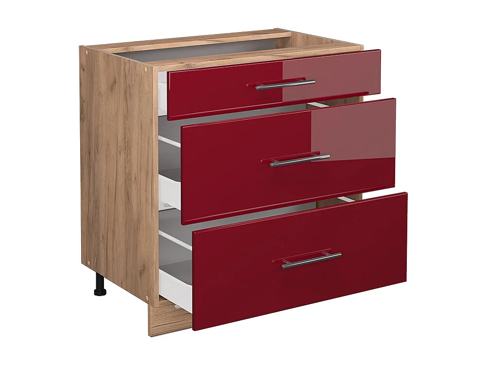 Küchenunterschrank bordeaux hochglanz 80x60x82 fame-line