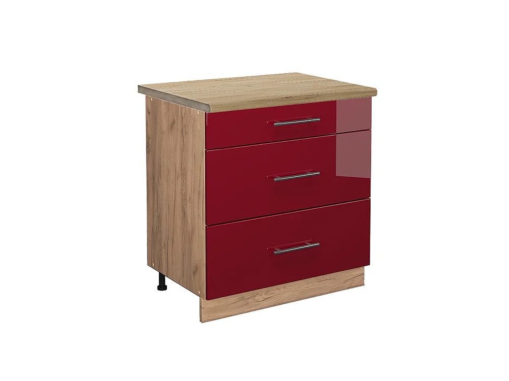 Meuble cuisine rouge bordeaux haute brillance 80x60x82 fame-line