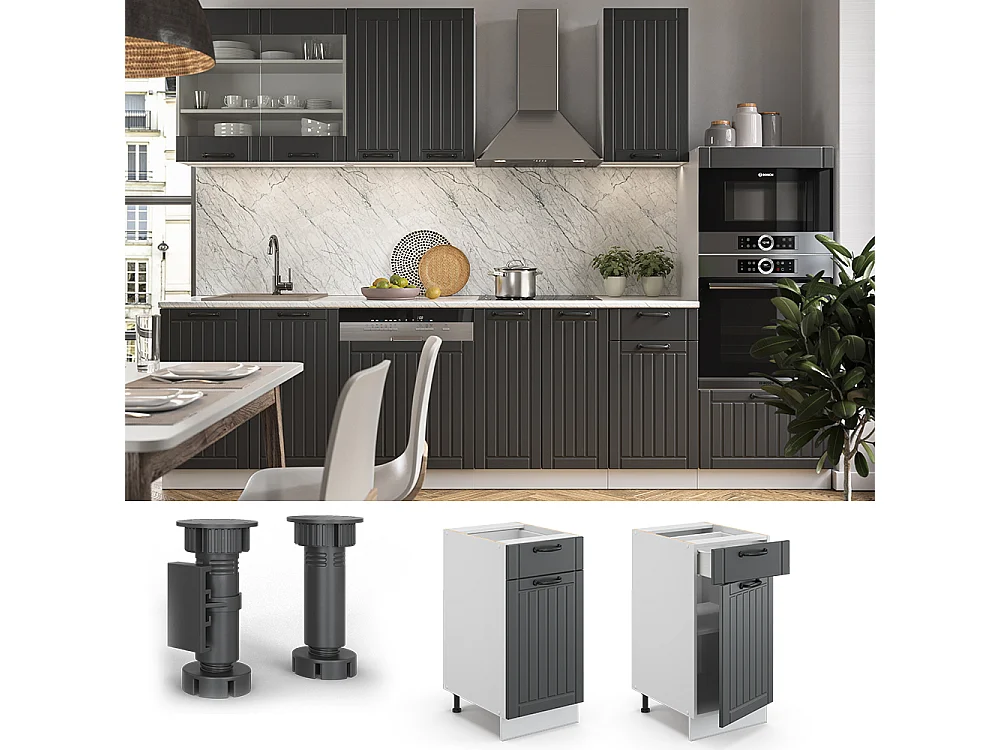 Meuble cuisine anthracite campagne 40x51.6x82 fame-line