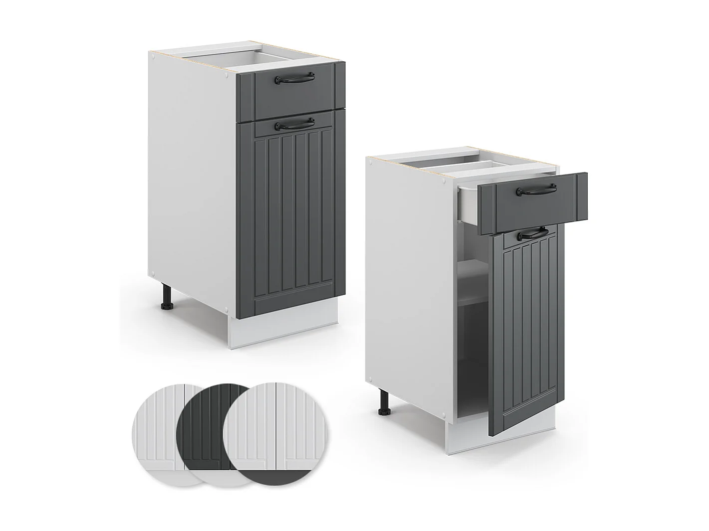 Meuble cuisine anthracite campagne 40x51.6x82 fame-line