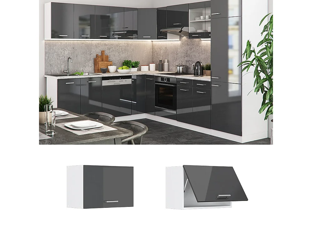 Elément haut de cuisine anthracite haute brillance 60x31x40 r-line