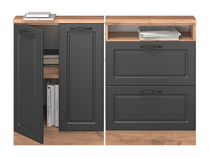 Meuble sous pente anthracite campagne 120x46x81.6 r-line