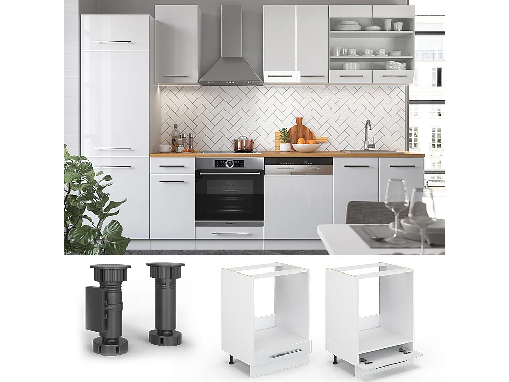 Armario para horno empotrado blanco alto brillo 60x51.6x82 fame-line