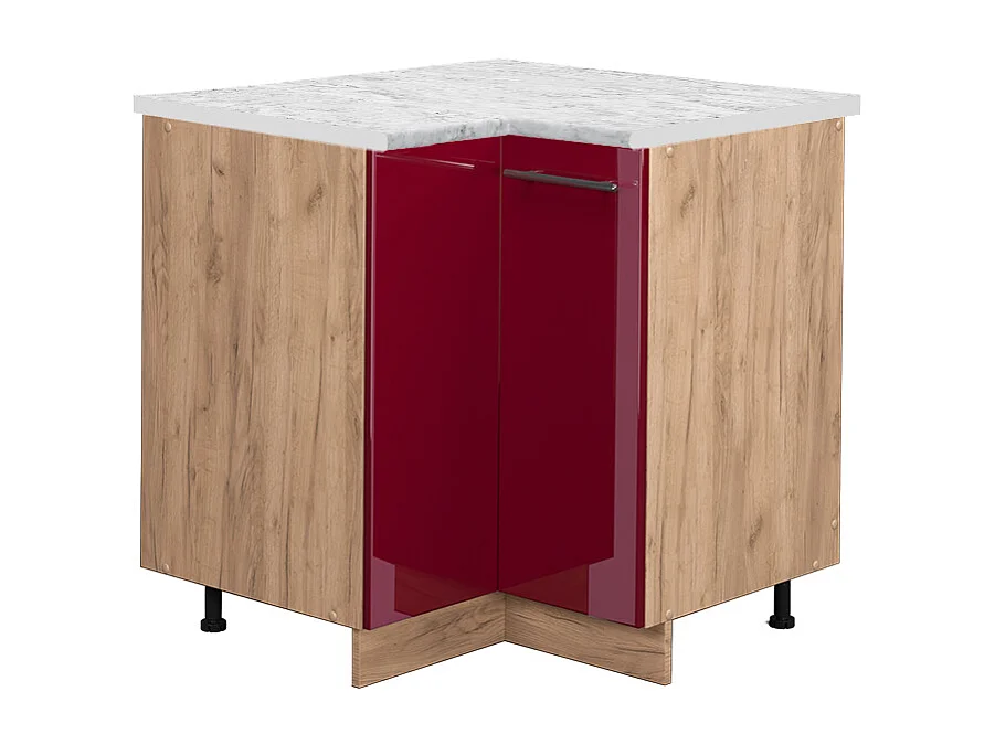 Armario de esquina rojo burdeos alto brillo 80.5x60x82 fame-line