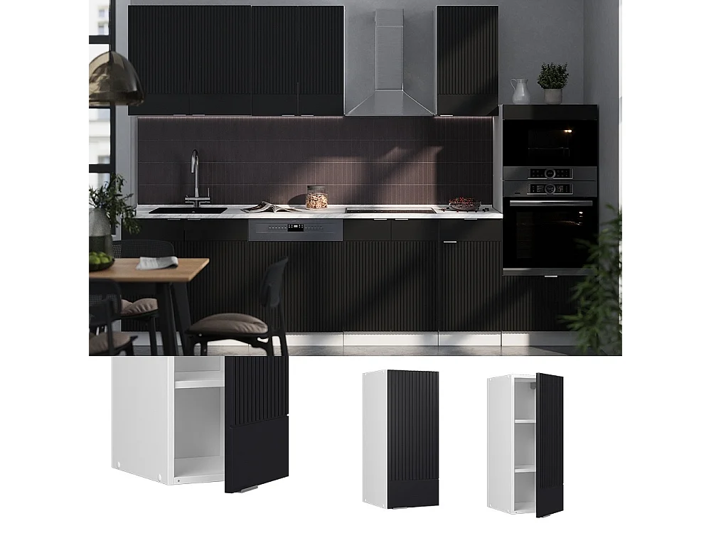 Wall cabinet black striped 30x34.1x72 fame-line