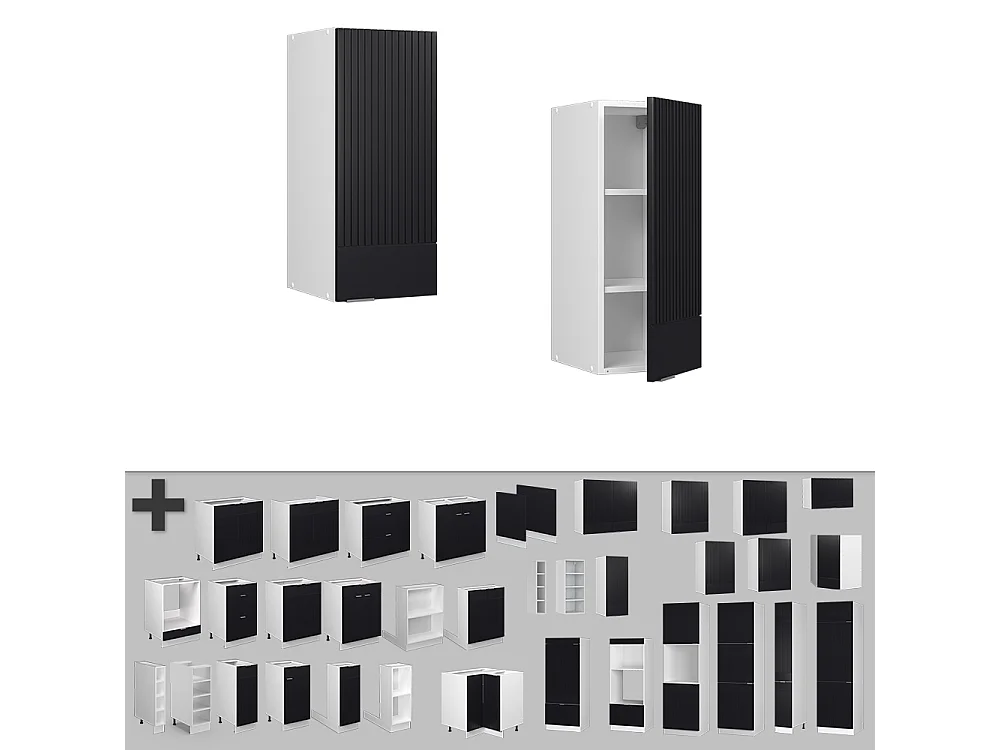 Wall cabinet black striped 30x34.1x72 fame-line