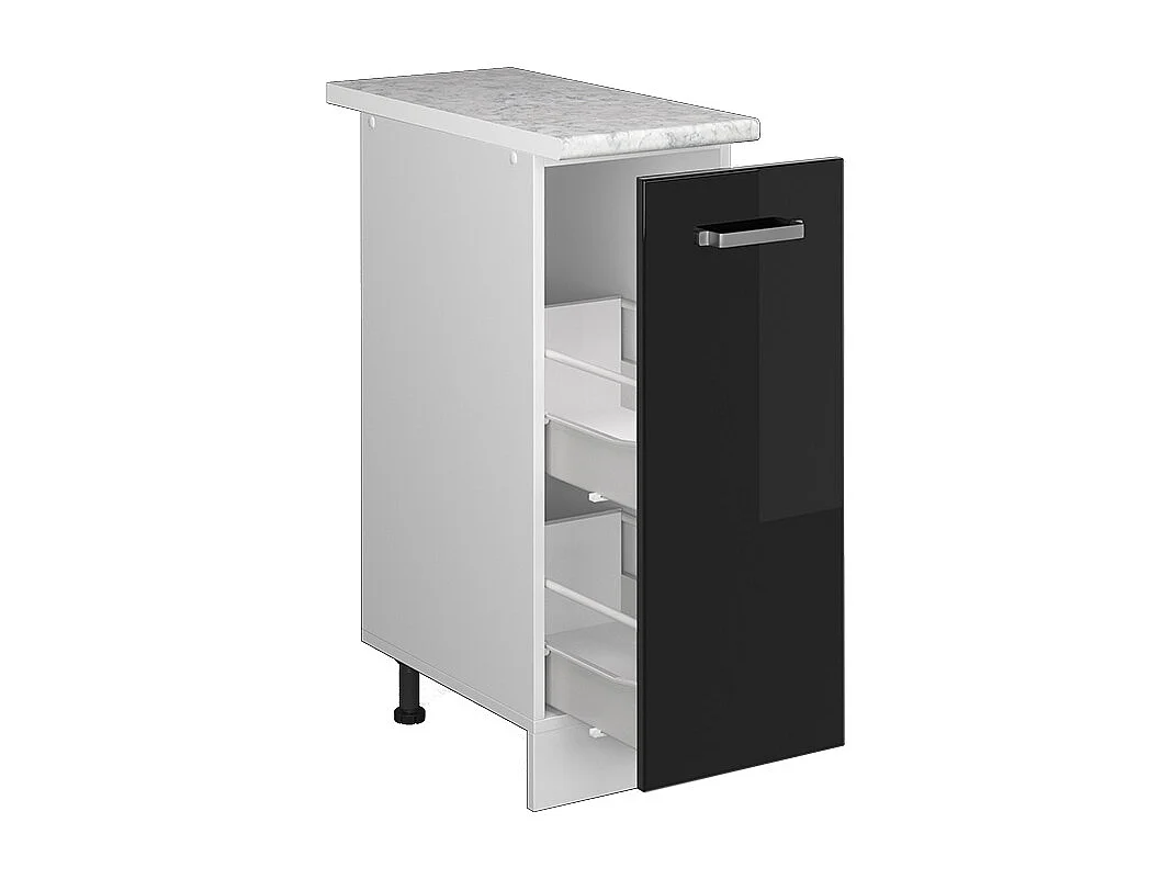 Meuble de cuisine noir haute brillance 30x60x81.6 r-line
