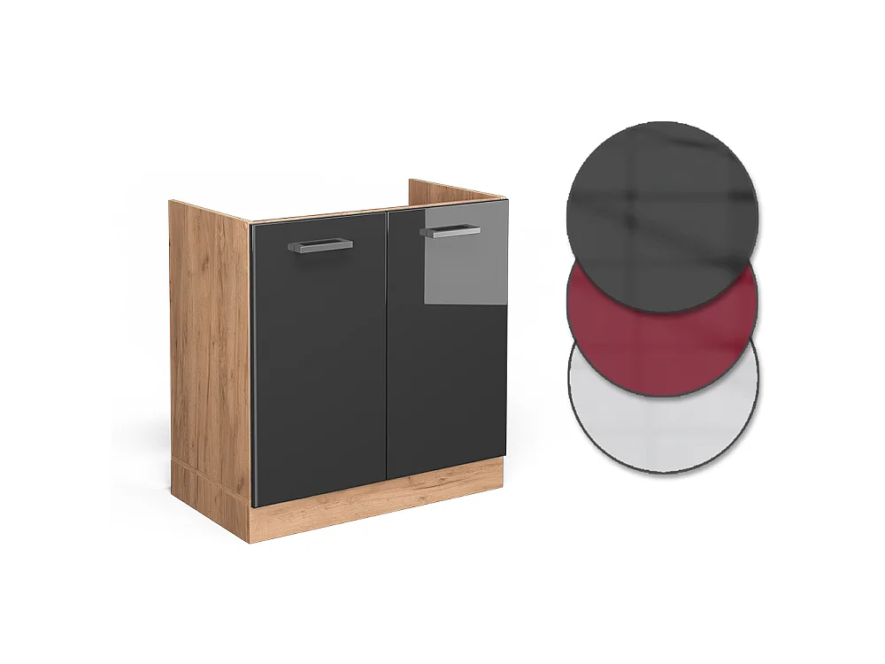 Armario bajo para fregadero antracita alto brillo 80x60x81.6 r-line